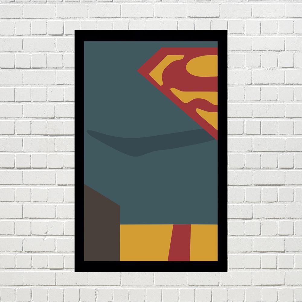 Quadro Super Man, medidas de 31x47 com moldura preta 2cm e vidro PVC