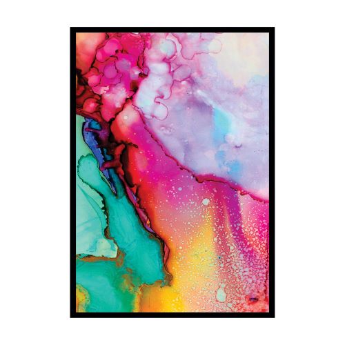 Quadro abstrato mármore em cores medidas de 37x47 com moldura preta padrão fina com vidro