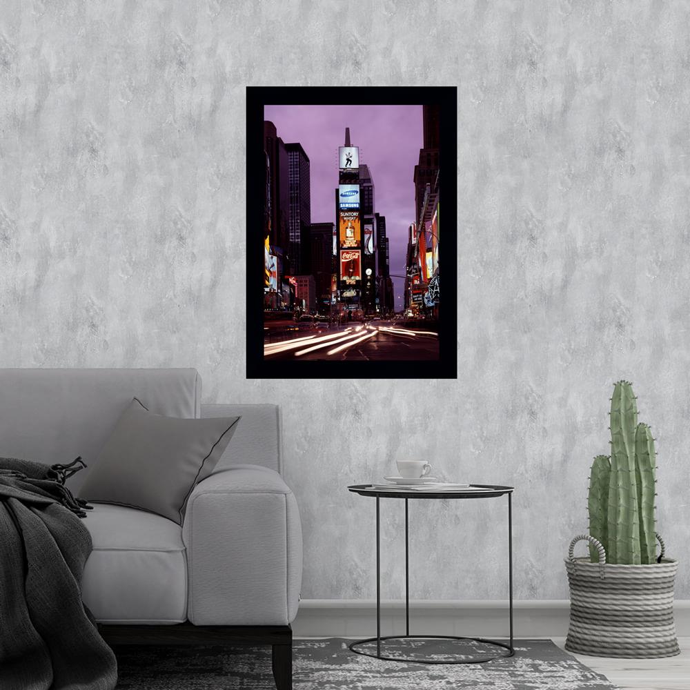 Quadro Times Square Noite, Nova York, Com Medida De 37x51 Com Moldura Preta Moldura Preta E Vidro De 4mm