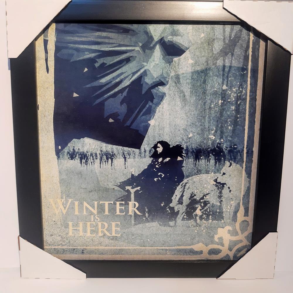 Quadro Winter Is Here De Game Of Thrones Medidas De 32x24 Com Moldura Preta De Madeira 2cm