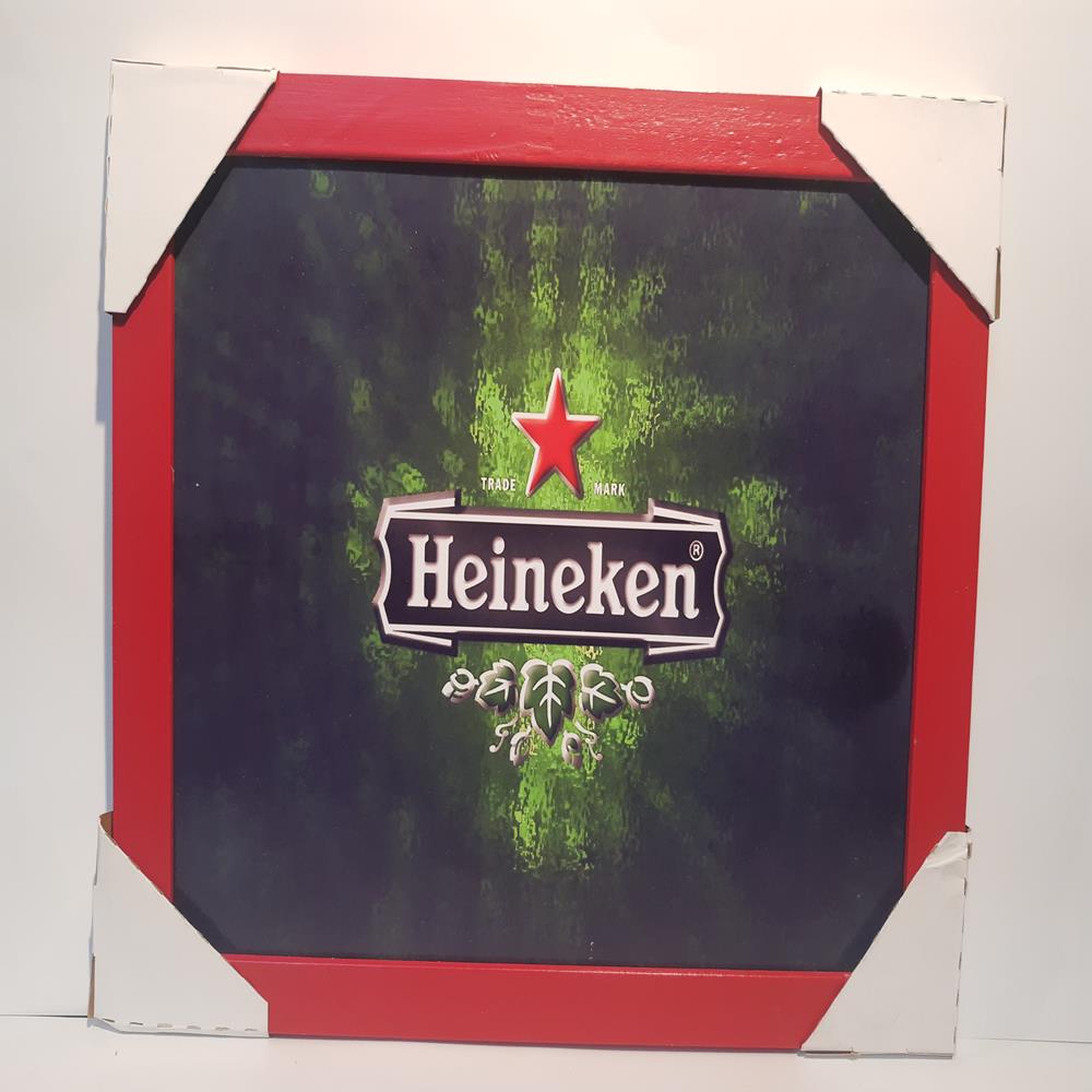 Quadro Heineken, Moldura Vermelha De Madeira(32x24). Outlet