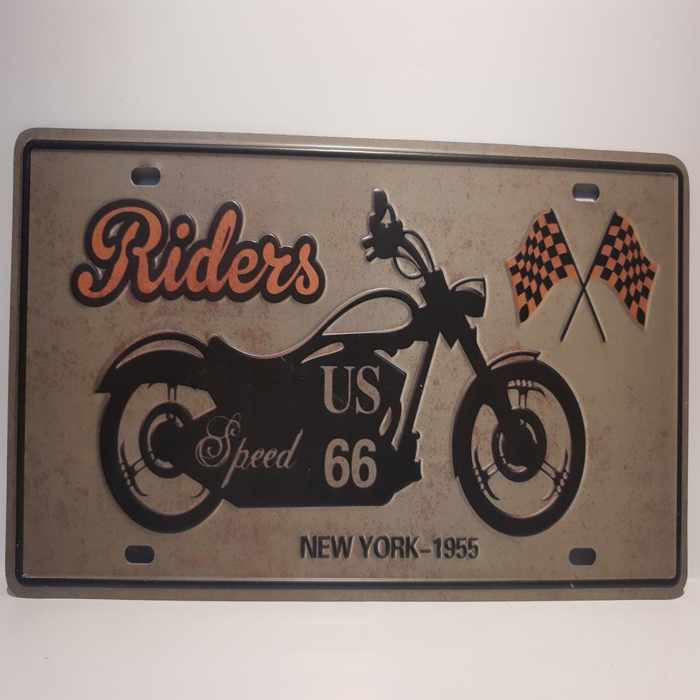 Placa Decorativa De Metal Riders, Medidas De 30x15