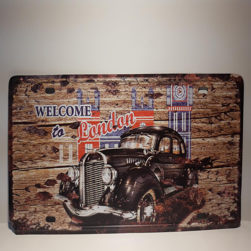 Placa Decorativa De Metal Welcome To London, Medidas De 30x15