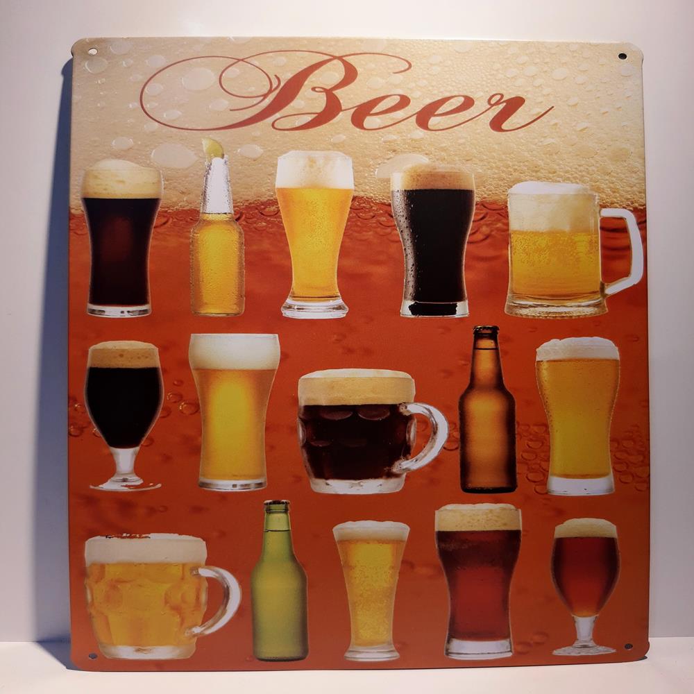 Placa Decorativa De Metal Beer, Medidas 20x30 - Outlet 