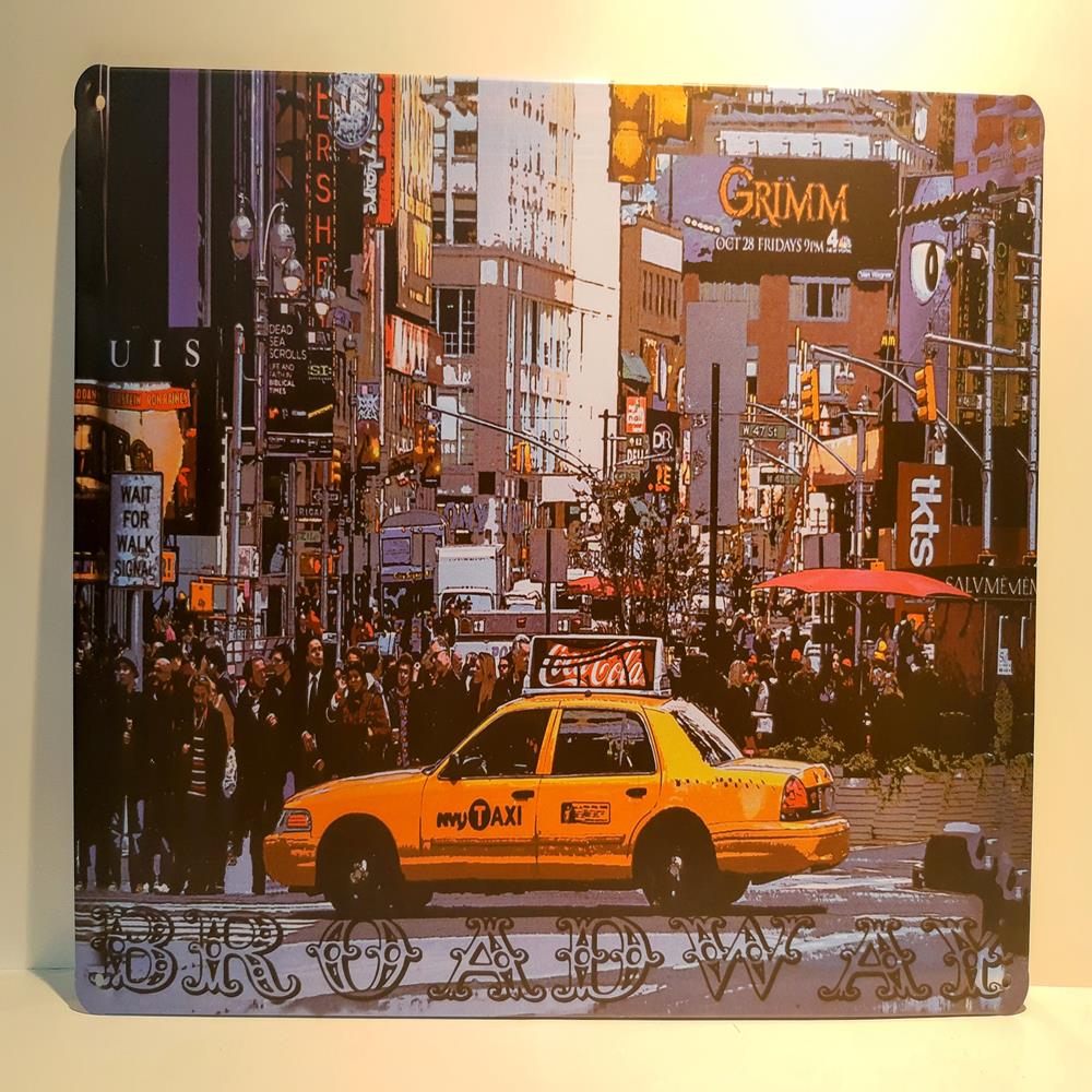 Placa De Metal Decorativa Táxi Amarelo, Nova York, Medidas De 20x30 - Outlet 