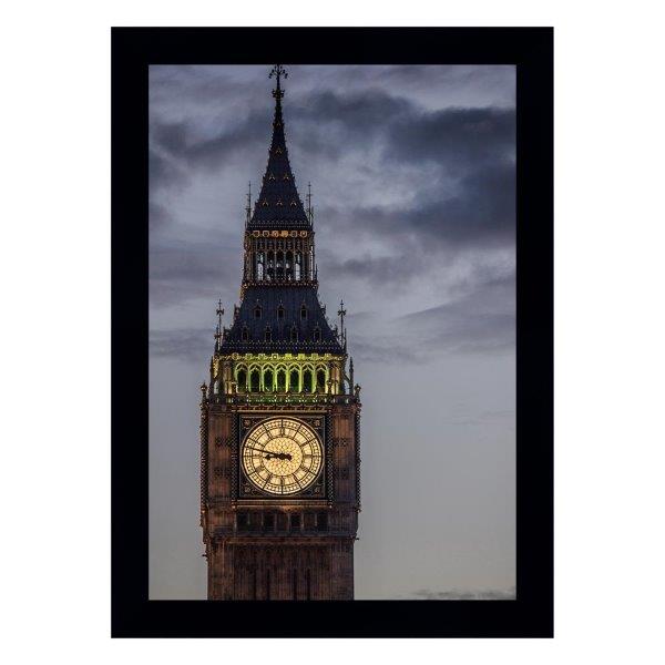 Quadro Big Ben Em Londres, Com Medida De 37x51 Com Moldura Preta E Vidro De 4mm