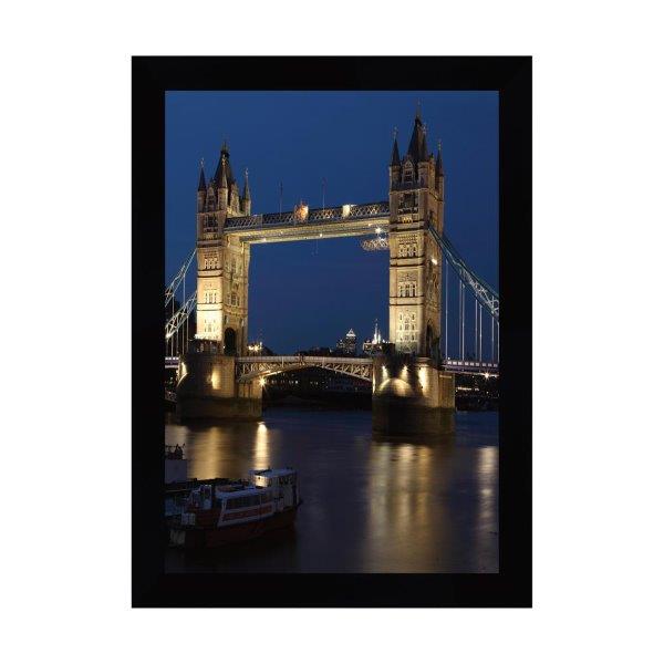 Quadro London Bridge Noite, Com Medida De 37x51 Com Moldura Preta Moldura Preta E Vidro De 4mm