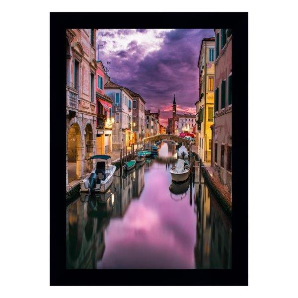 Quadro Entardecer Em Veneza, Itália, Com Medida De 37x51 Com Moldura Preta Moldura Preta E Vidro De 4mm